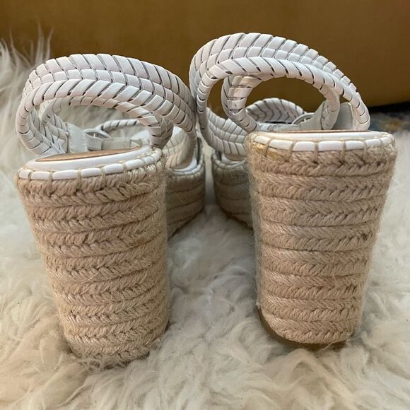 Veronica Beard Rilla Wedge Espadrille Ankle Strap Sandals White 7 - Picture 6 of 9